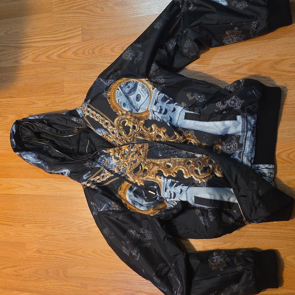 Black and Gold Bling Hooded Jacket
